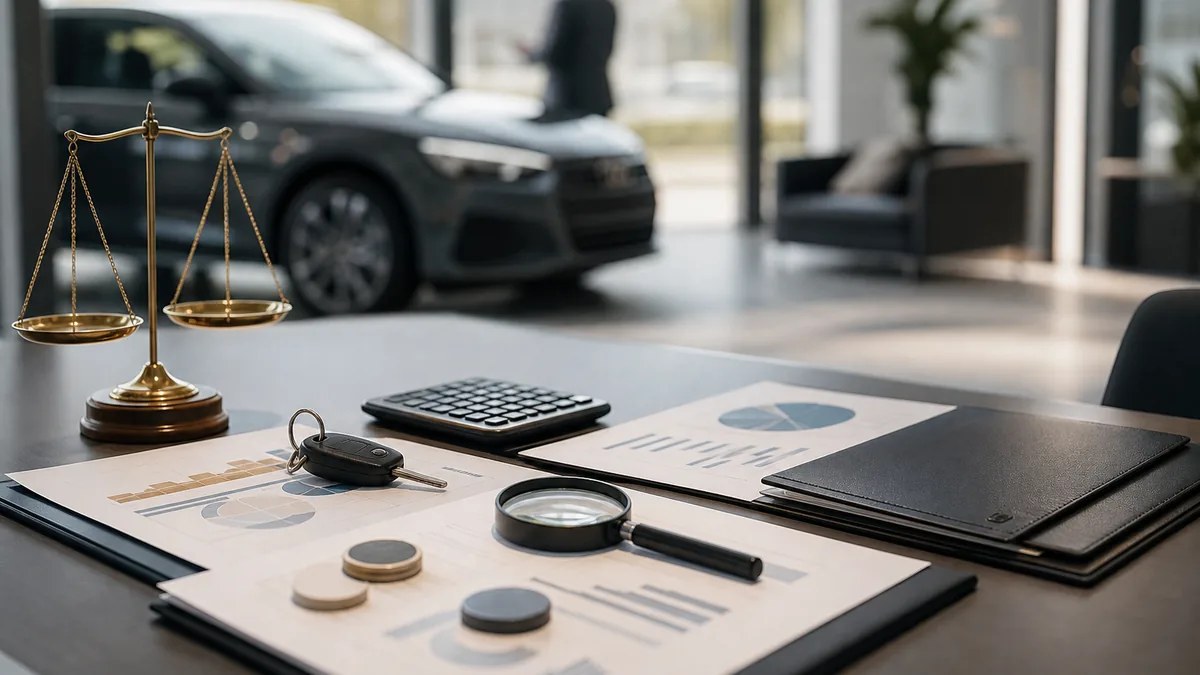 Courtier en assurance auto présentant plusieurs devis à un automobiliste