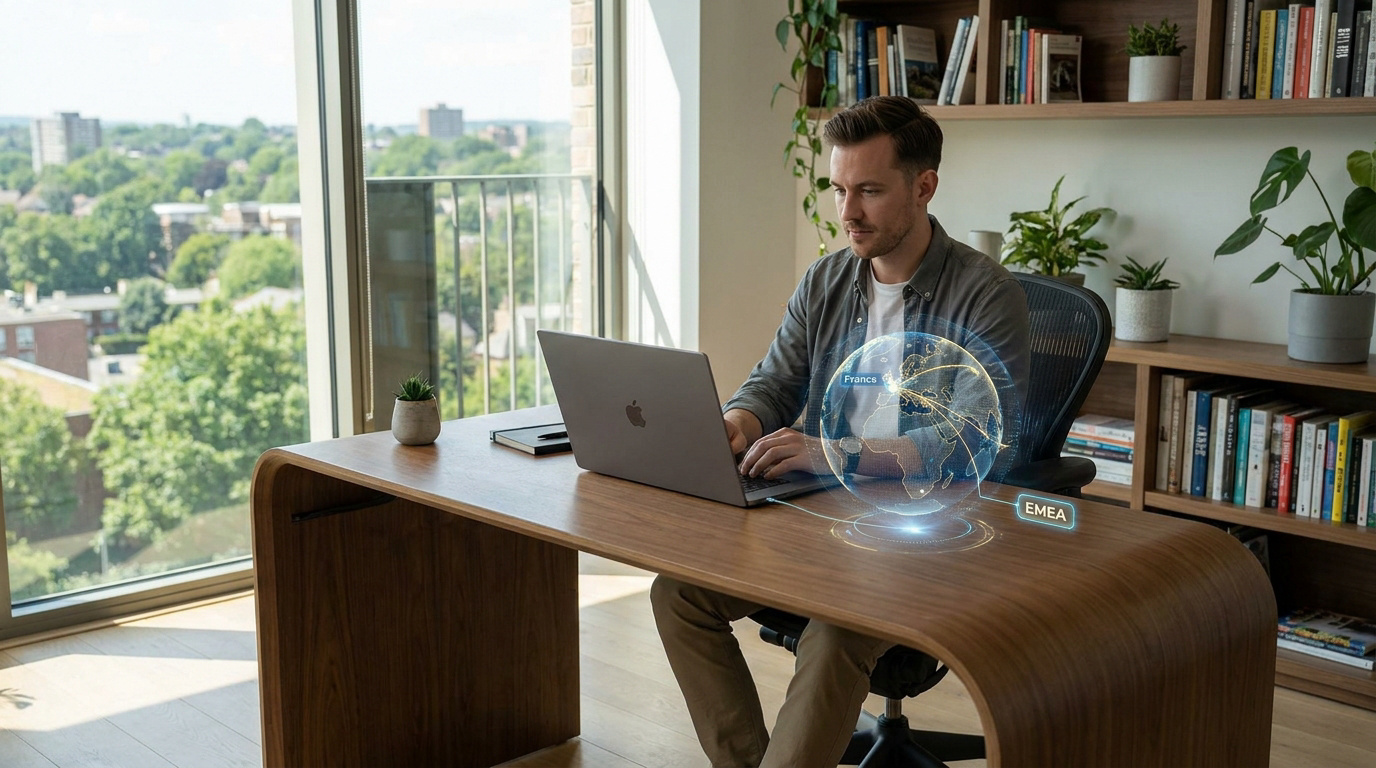 Personne travaillant en remote sur un ordinateur portable depuis son domicile